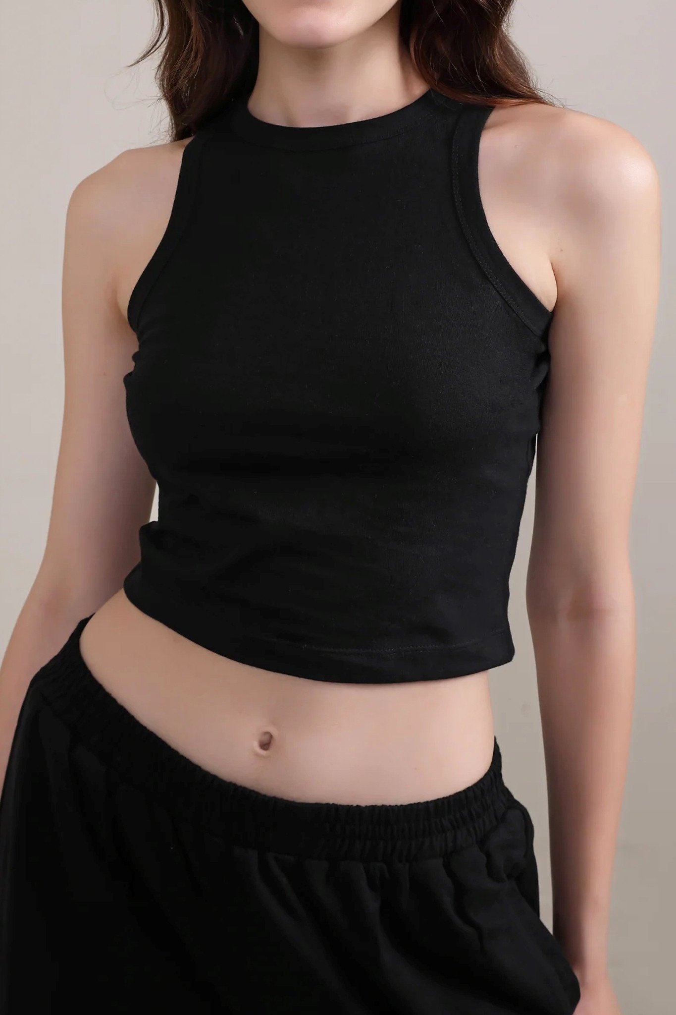 Rib Tank Tank Top black