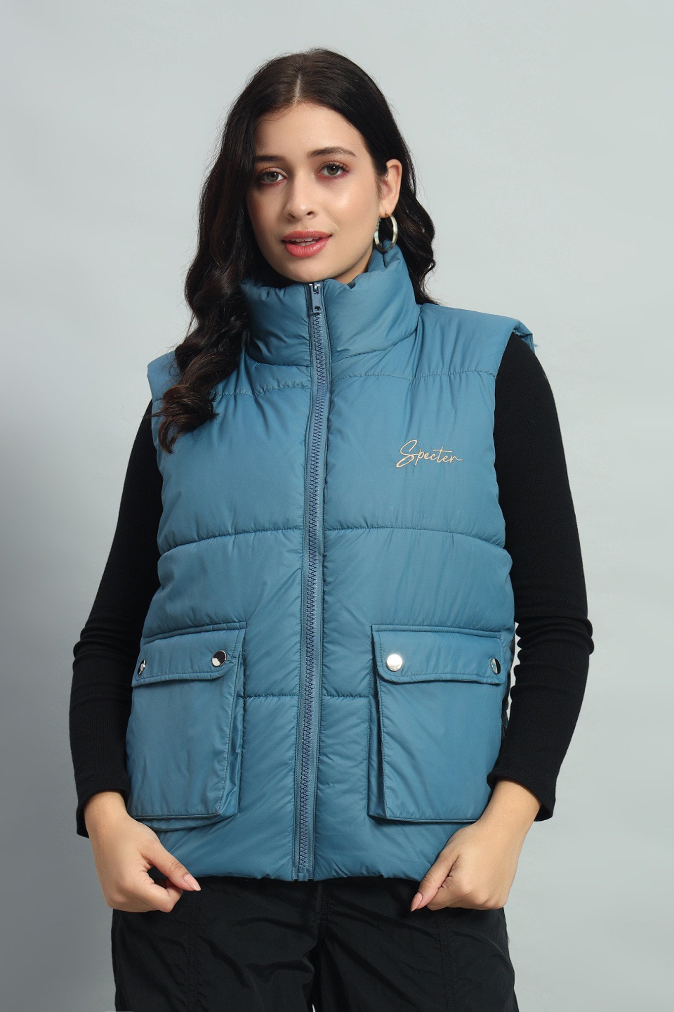 SLEEVELESS PUFFER JACKET (COOL BLUE)