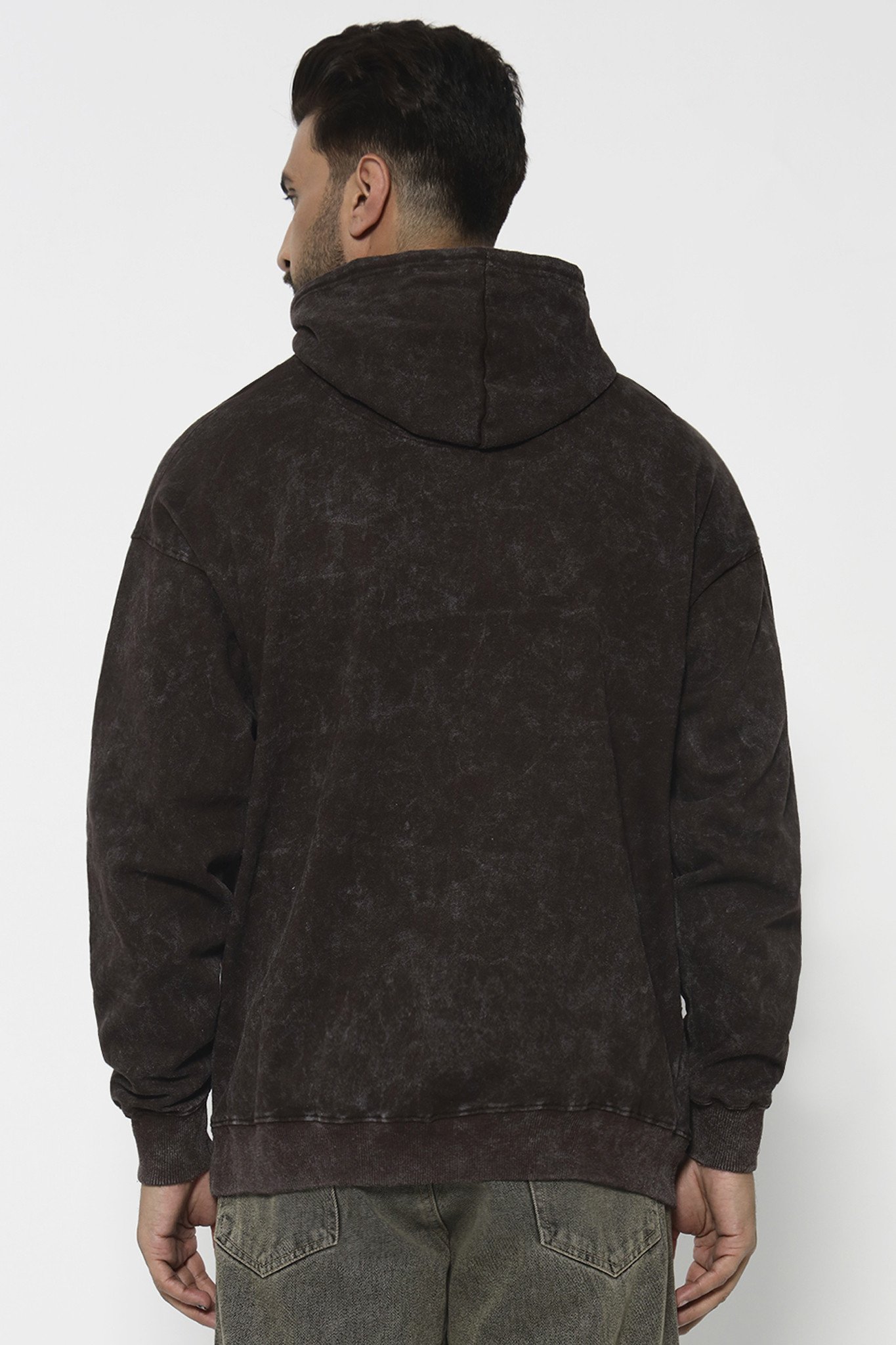 Brown acid wash hoodie