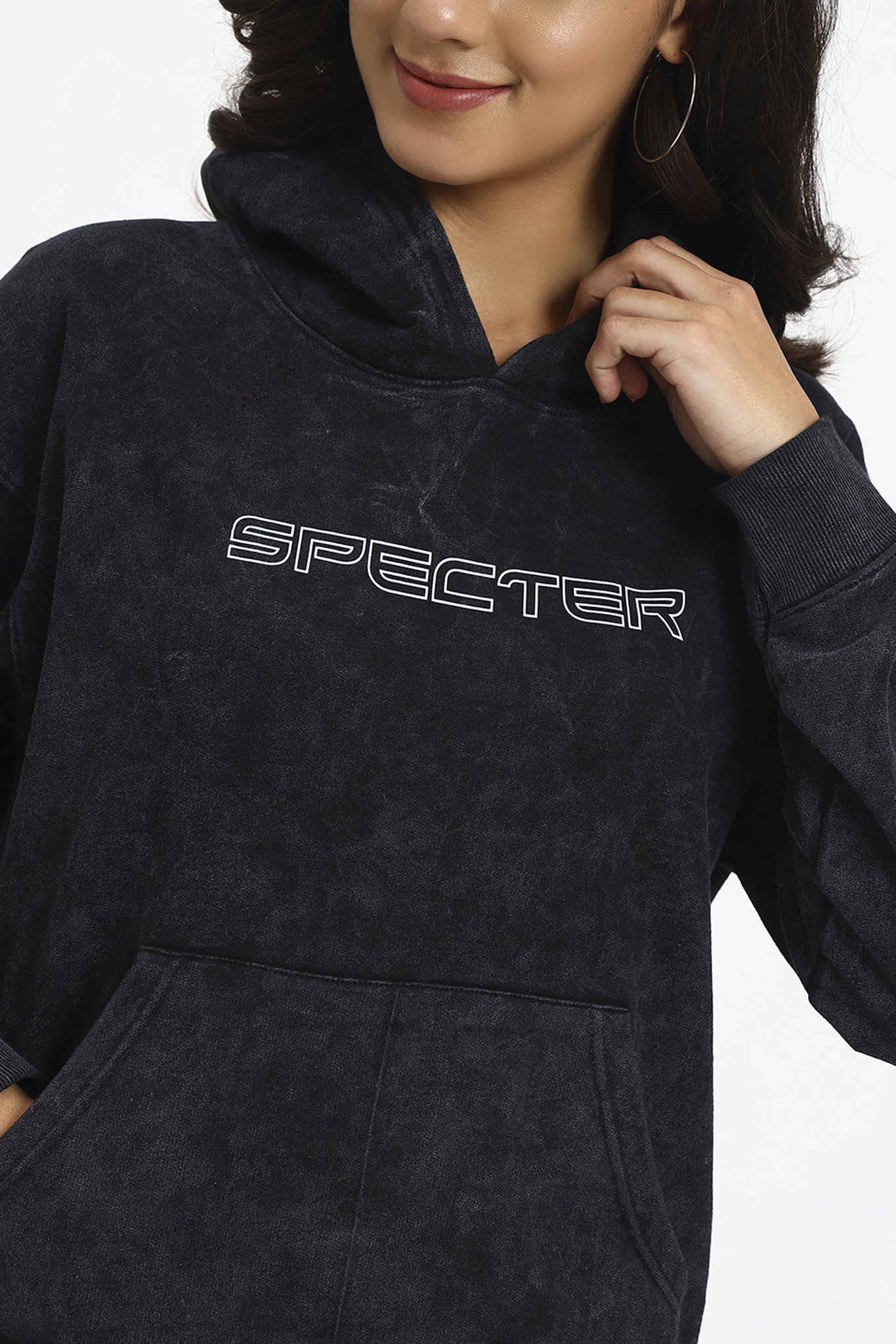 Grey acid wash hoodie